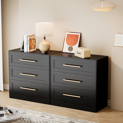 3 Schubladen Kommode Schwarz - Modernes Sideboard für Schlafzimmer