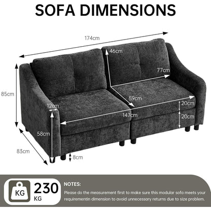 JIEXI Ecksofa mit Schlaffunktion – Grau 2, 251cm