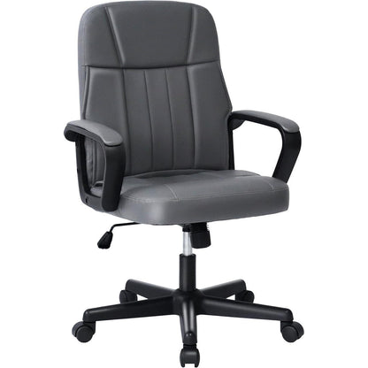 Ergonomischer Bürostuhl in Lederoptik, höhenverstellbar, grau