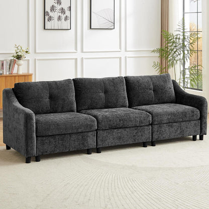 JIEXI Ecksofa mit Schlaffunktion – Grau 3, 251cm