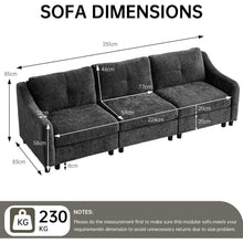 JIEXI Ecksofa mit Schlaffunktion – Grau 3, 251cm
