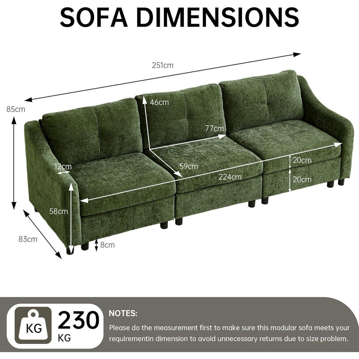 JIEXI Ecksofa mit Schlaffunktion – Dunkelgrün 3
