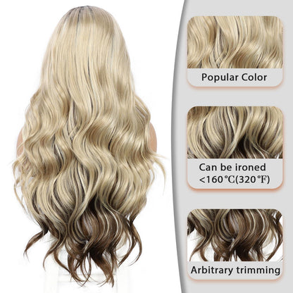 Blonde Braun Ombre Körperwelle Synthetische Lace Front Perücke 24 Zoll