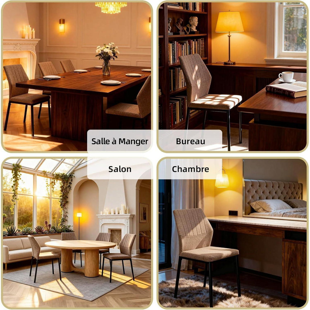 Esszimmerstühle 2er Set – Braun, Polsterstuhl für Küche & Wohnzimmer