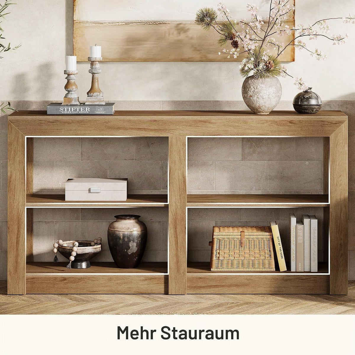 3-stufiger Konsolentisch Eiche | 150cm Beistelltisch mit Stauraum