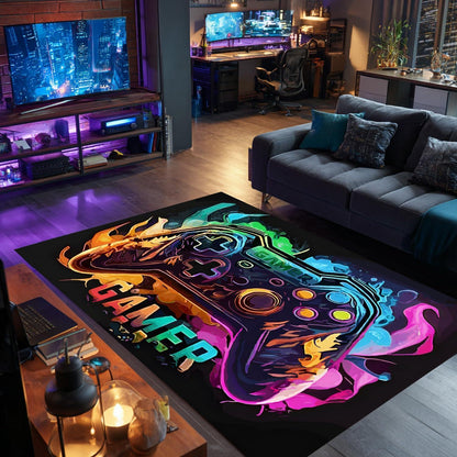 Gaming Teppich 3D Gamepad Design 120x160 cm – Rutschfest & Waschbar