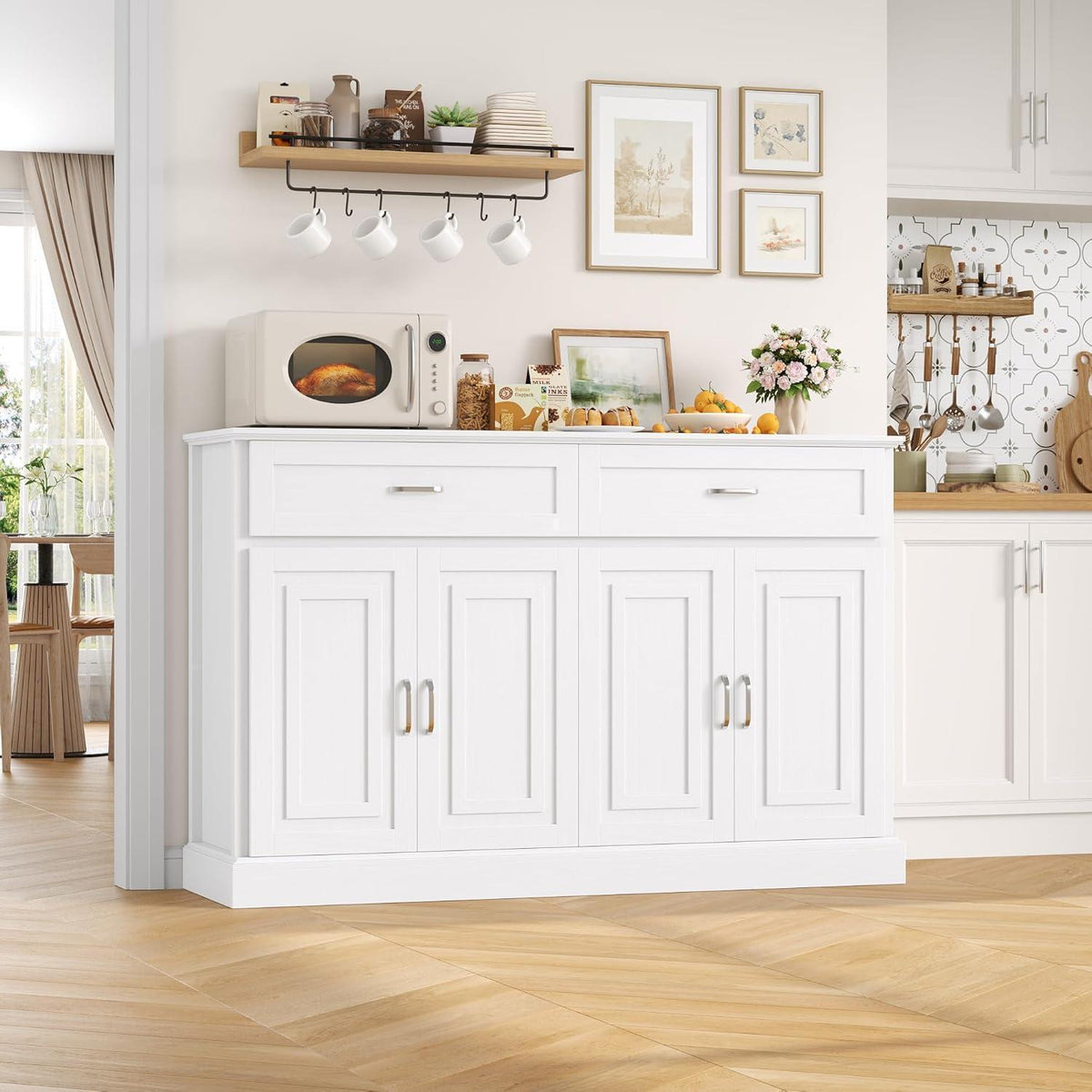 Küchenschrank 140cm mit Arbeitsplatte & Schubladen – Weiß