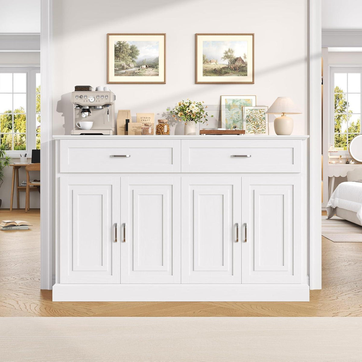 Küchenschrank 140cm mit Arbeitsplatte & Schubladen – Weiß