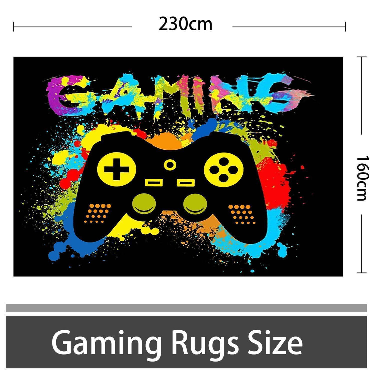 Gaming Teppich 3D Gamepad Design 160x230 cm – Rutschfest & Waschbar