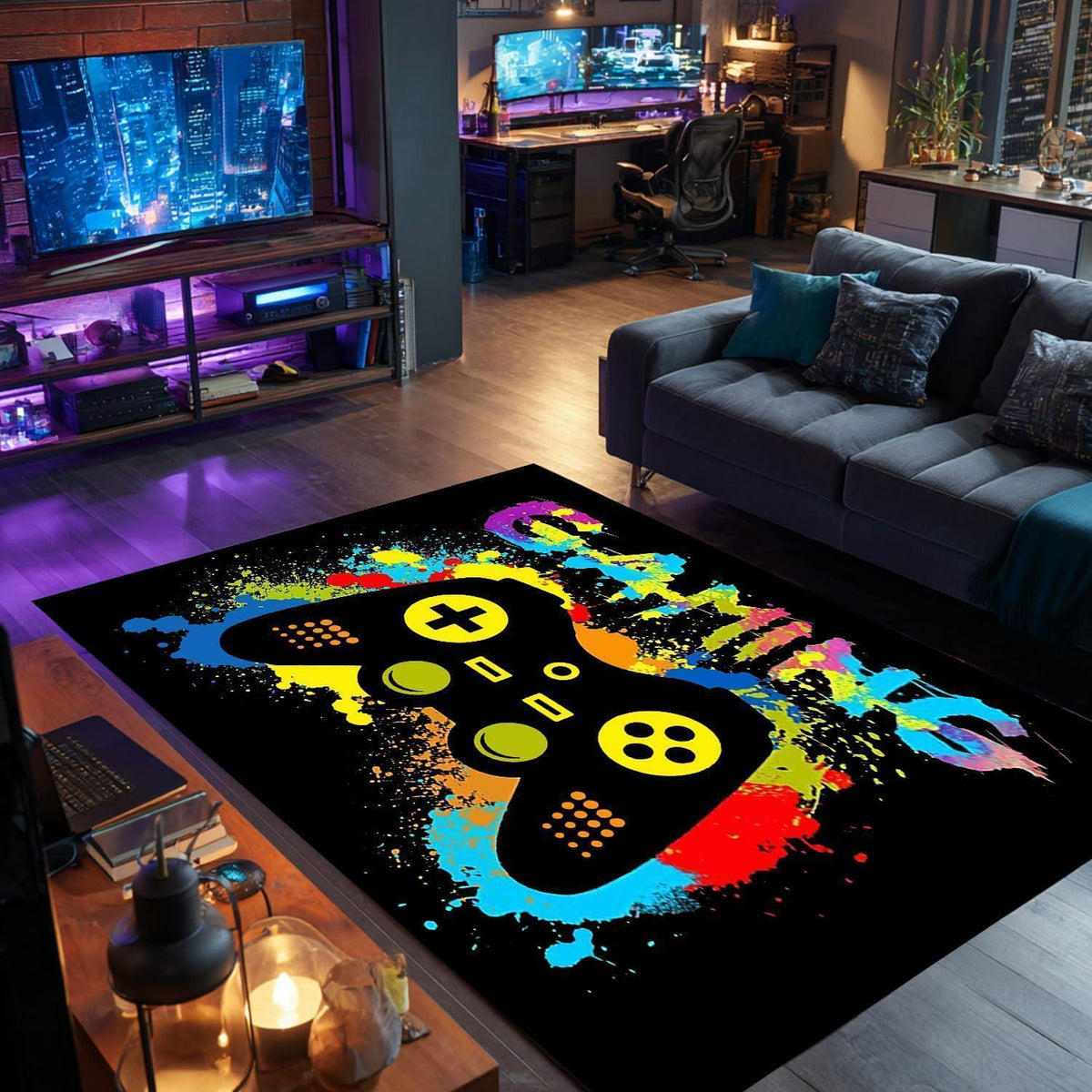 Gaming Teppich 3D Gamepad Design 120x160 cm – Rutschfest & Waschbar