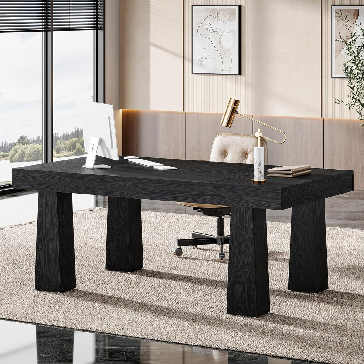 Schreibtisch 160x80 cm – Industrieller Computertisch Schwarz
