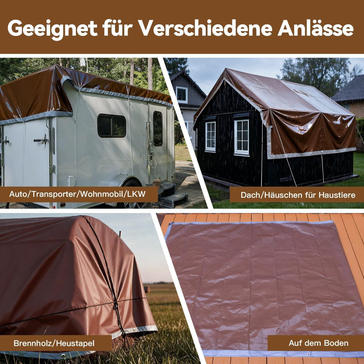 Abdeckplane 5x6m wasserdicht – Schutzplane mit Ösen