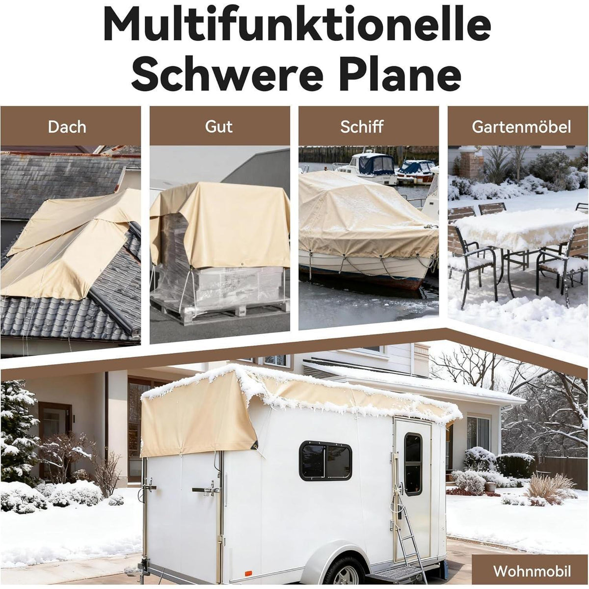 Schwere Abdeckplane 4x4m – Wasserfest, Reißfest & UV-Schutz