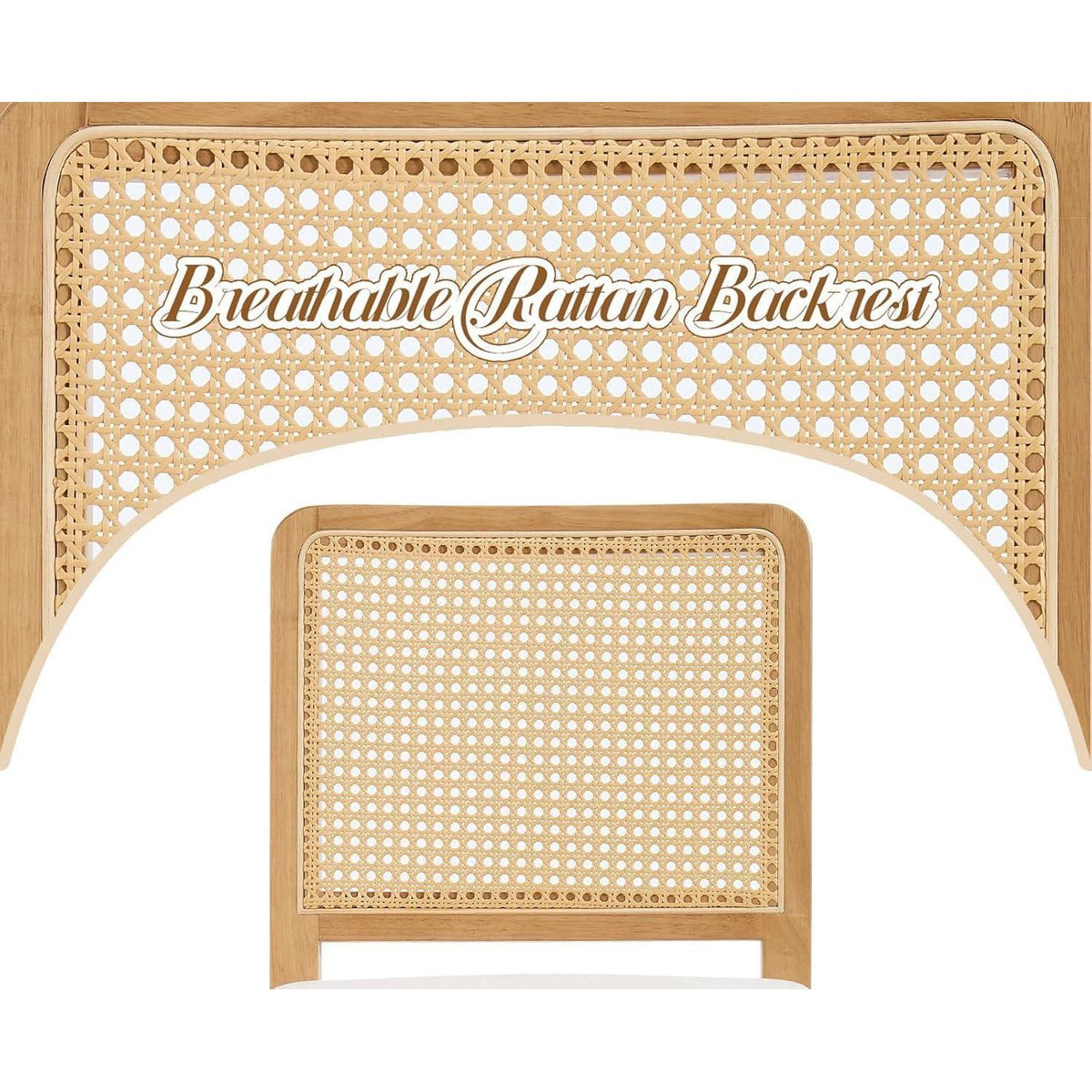 Barhocker 2er Set mit Rattan Rückenlehne, Weiß