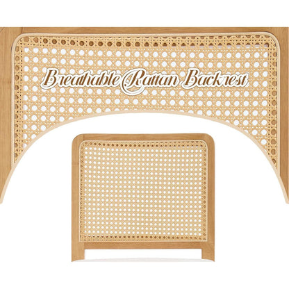 Barhocker 2er Set mit Rattan Rückenlehne, Grau
