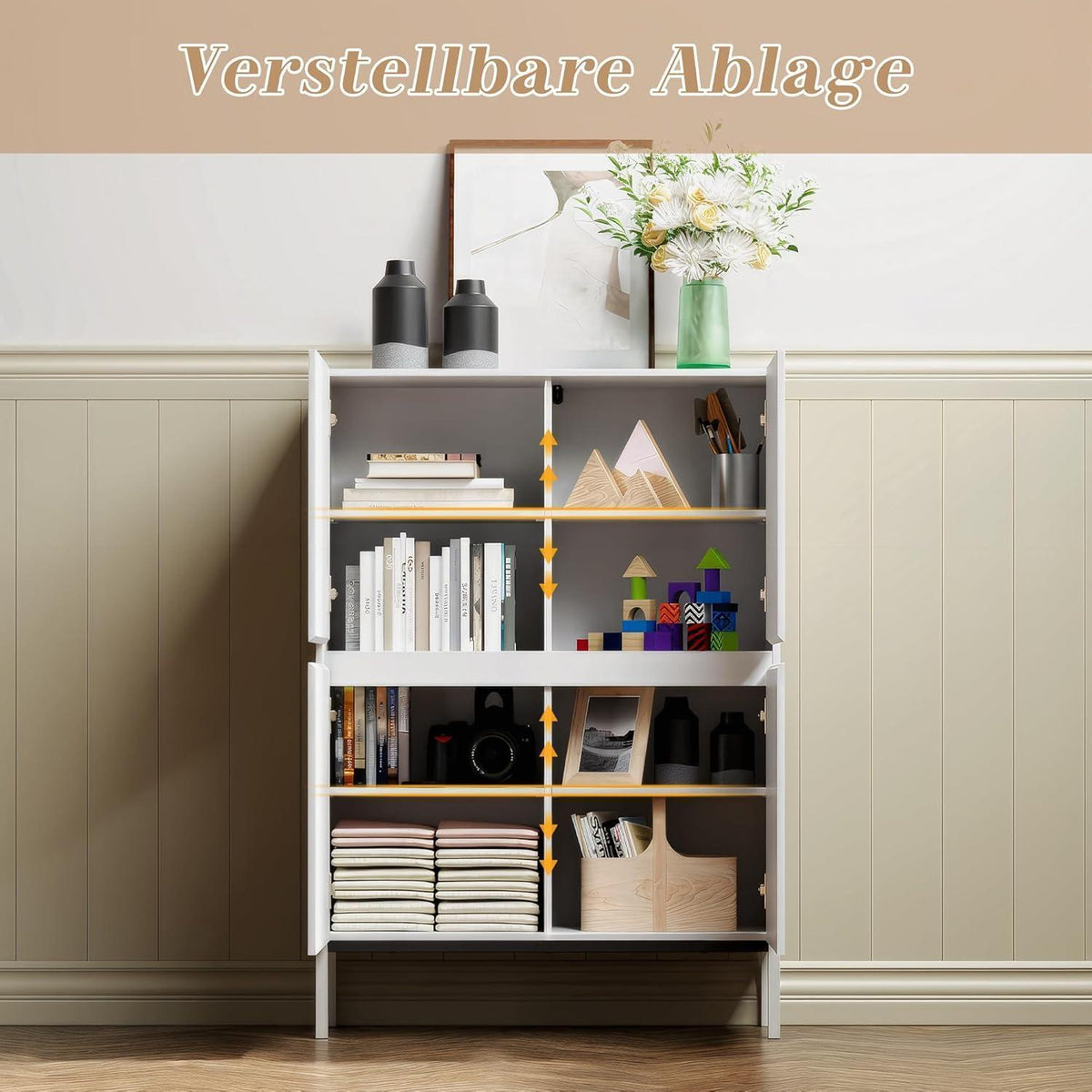 Spiegelschrank 4 Türen Weiß | 80x30,5x115,5 cm | Schubladenoption