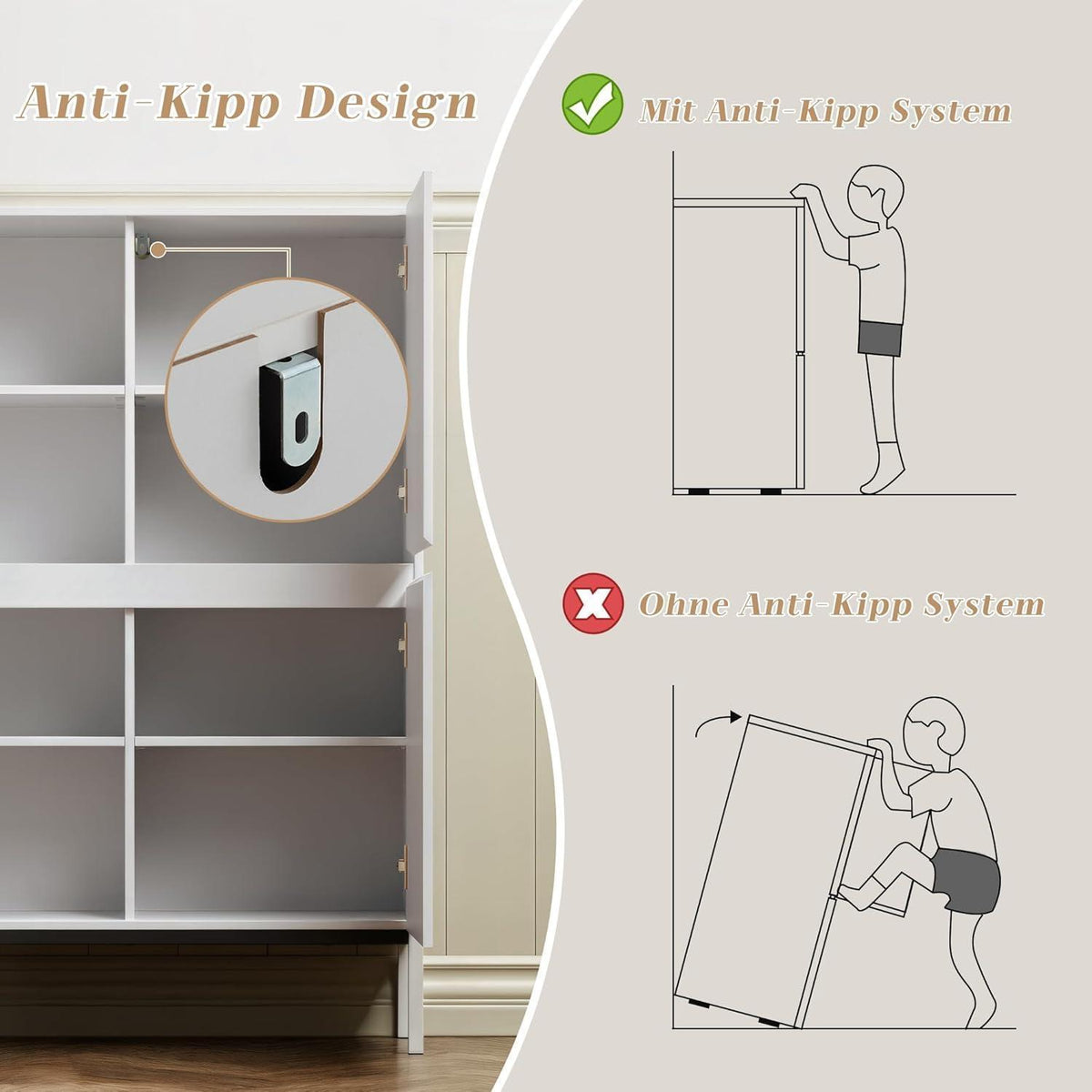 Spiegelschrank 4 Türen Weiß | 80x30,5x115,5 cm | Schubladenoption