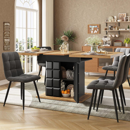 Ausziehbarer Esstisch Holz Schwarz 110-140x80 cm mit Ablage