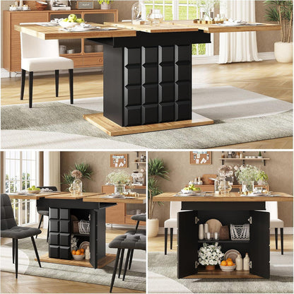 Ausziehbarer Esstisch Holz Schwarz 110-140x80 cm mit Ablage