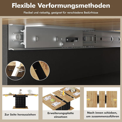 Ausziehbarer Esstisch Holz Schwarz 110-140x80 cm mit Ablage