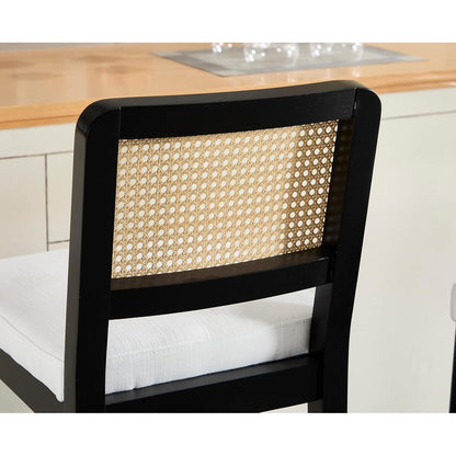 Barhocker 2er Set mit Rattan Rückenlehne, Beige