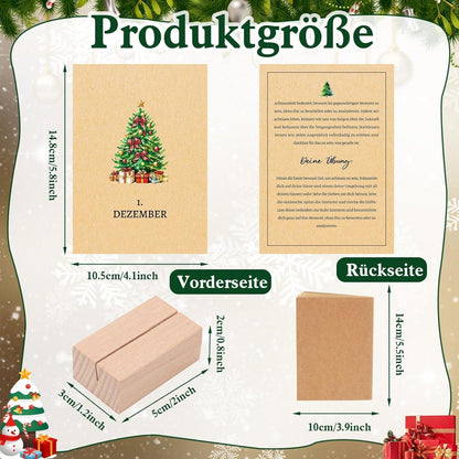 Achtsamkeits Adventskalender 2026 mit Notizbuch & Holzsockel