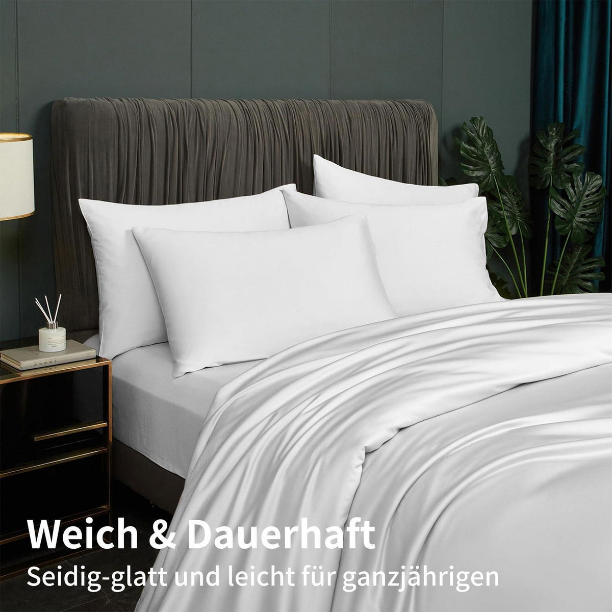 Bambus Bettwäsche Set 135x200 cm - Kühlend & Atmungsaktiv Weiß
