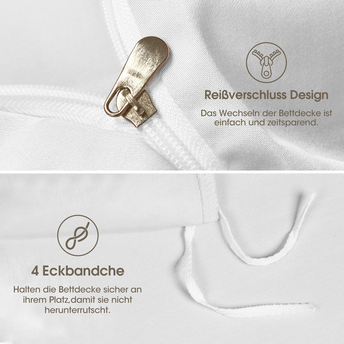 Bambus Bettwäsche Set 135x200 cm - Kühlend & Atmungsaktiv Weiß