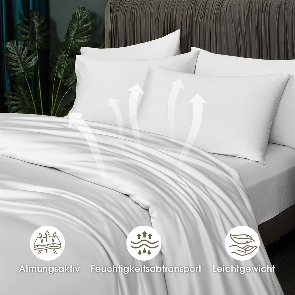 Bambus Bettwäsche Set 135x200 cm - Kühlend & Atmungsaktiv Weiß