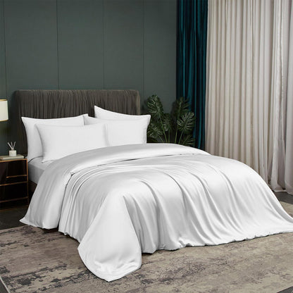 Bambus Bettwäsche Set 220x240 cm - Kühlend & Atmungsaktiv Weiß