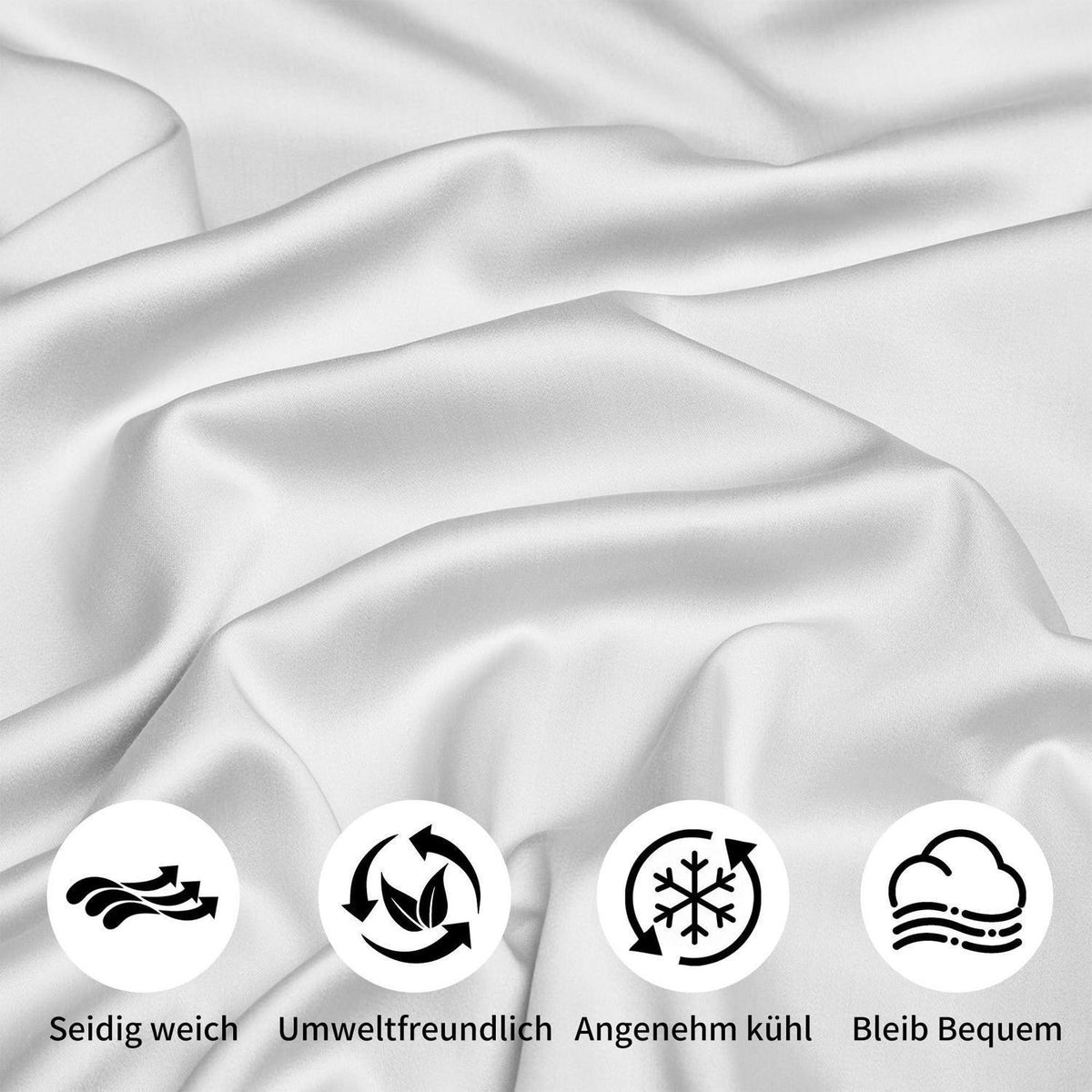 Bambus Bettwäsche Set 220x240 cm - Kühlend & Atmungsaktiv Weiß
