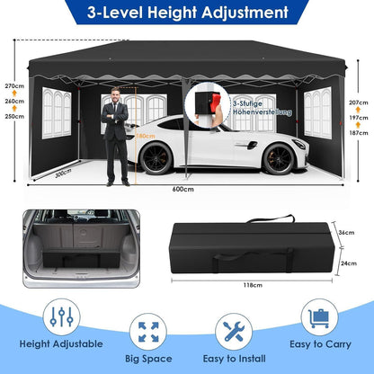 3x6m Pavillon Wasserdicht mit Seitenteilen & UV-Schutz