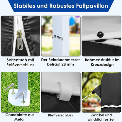 3x6m Pavillon Wasserdicht mit Seitenteilen & UV-Schutz