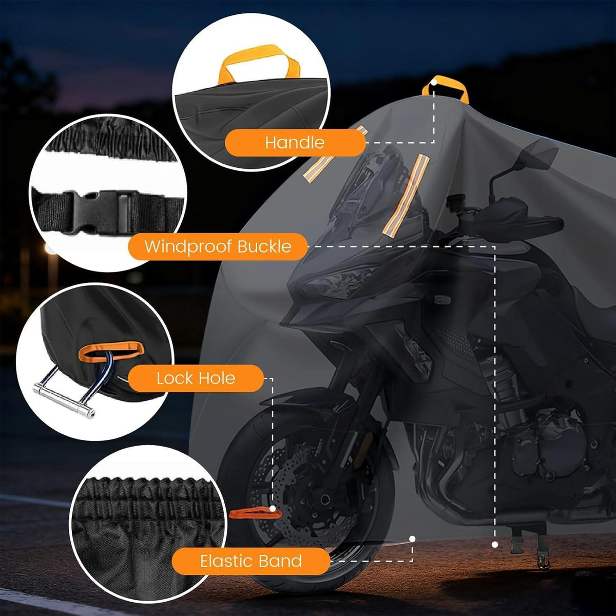 Motorrad Abdeckplane 4XL – Wasserdicht & Winterfest (295x110x140cm)