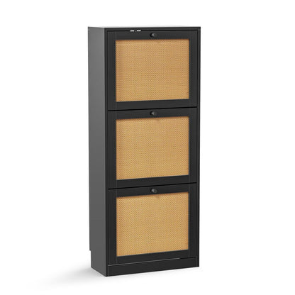 Schuhschrank mit 3 Schubladen – Platzsparender Schuhkipper Schwarz