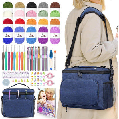 Häkelset für Anfänger: 87-teilig mit Garn, Nadeln & Tasche