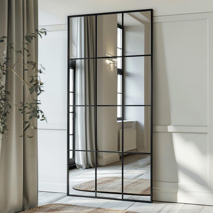 Großer Wandspiegel 165x60cm mit schwarzem Rahmen