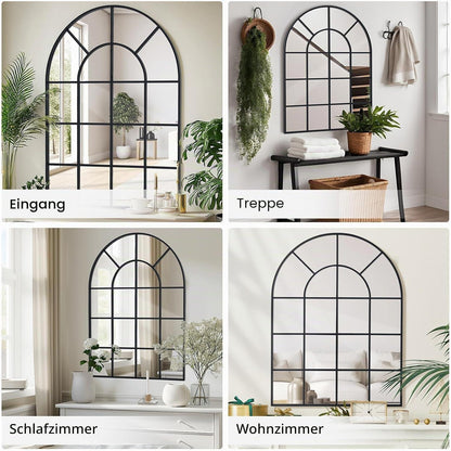Gewölbter Wandspiegel Schwarz 90x60cm mit Aluminiumrahmen