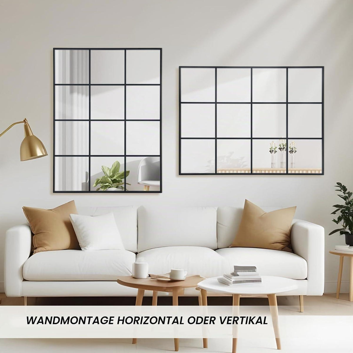 Rechteckiger Wandspiegel Schwarz 60x90 cm – Moderner Rahmen