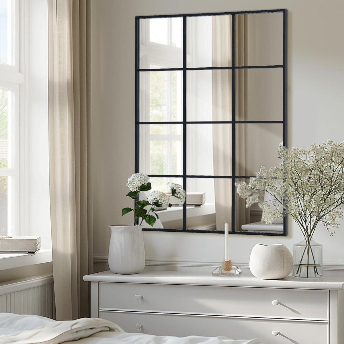 Rechteckiger Wandspiegel Schwarz 60x90 cm – Moderner Rahmen