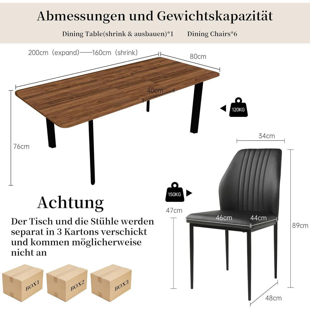 Ausziehbarer Esstisch mit 6 Stühlen – Modernes Esszimmer-Set