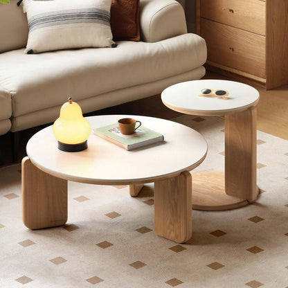 YESWOOD Satztische 2er Set Eiche & Keramik Ø80/45 cm