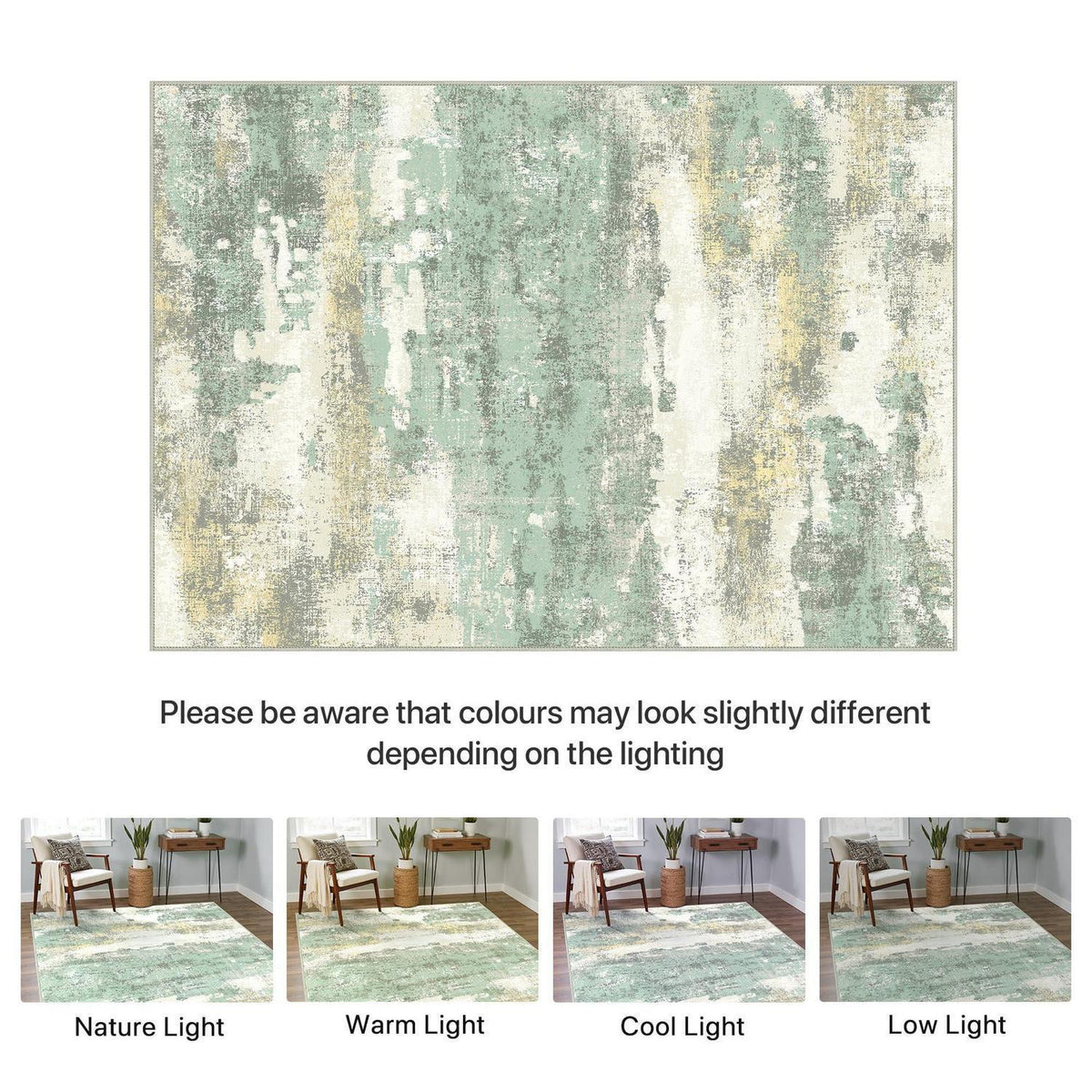 Moderner Waschbarer Teppich Grün 160x230 cm – Wohnzimmer & Schlafzimmer