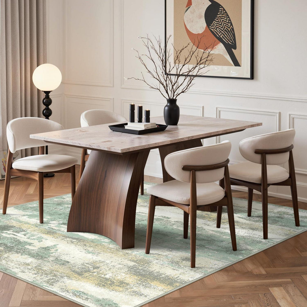 Moderner Waschbarer Teppich Grün 160x230 cm – Wohnzimmer & Schlafzimmer