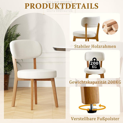 Esszimmerstühle 6er Set, Polsterstuhl Leinen Beige