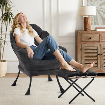 Lazy Chair mit Ottomane – Bequemer Ohrensessel mit Fußhocker