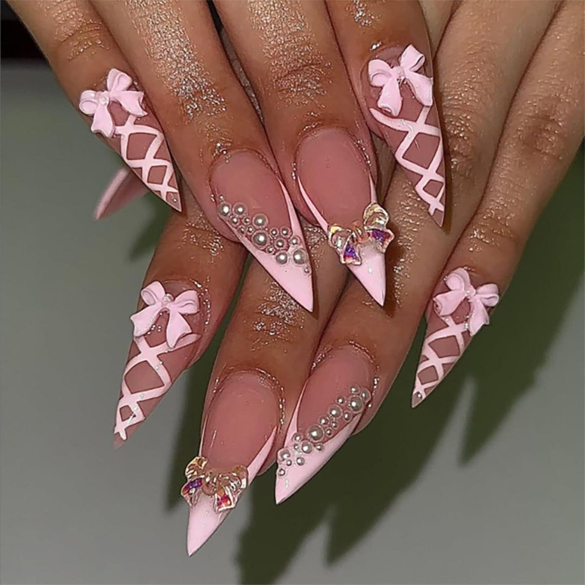 Press on Nails Lang Rosa Schmetterlinge – Künstliche Nägel zum Aufkleben