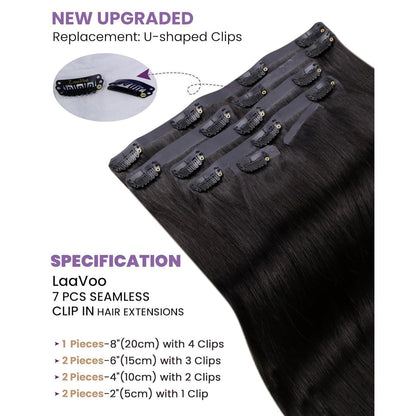 Echthaar Clip-in Extensions Schwarz 55cm – Unsichtbar & Voluminös