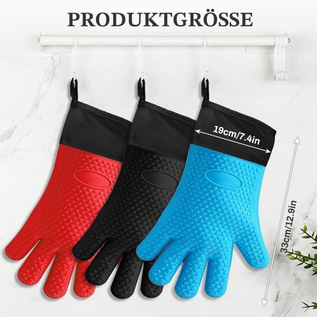 2er Set Ofenhandschuhe Silikon, Hitzebeständig & Rutschfest