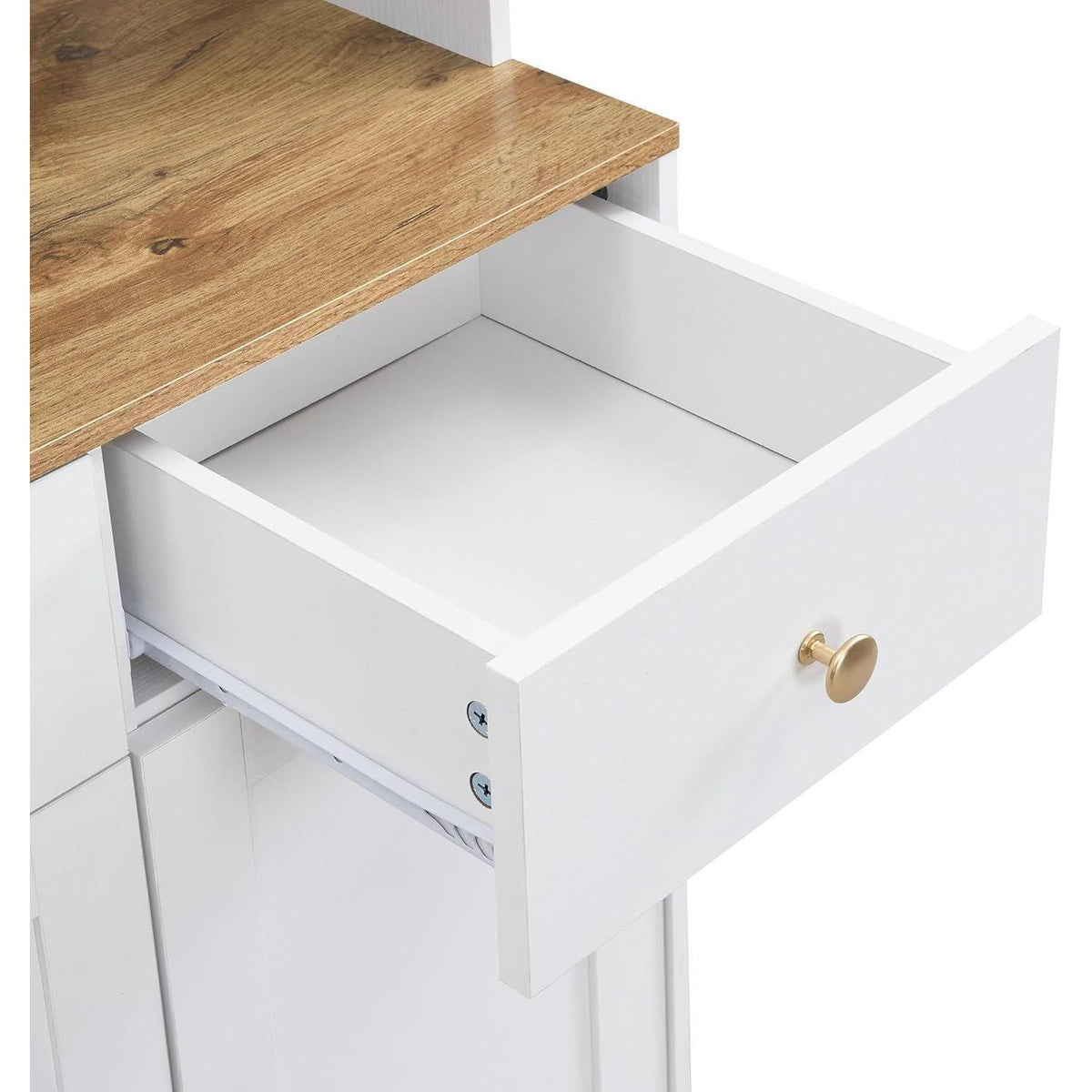 Küchenschrank Weiß & Holz mit Schubladen & Weinregal